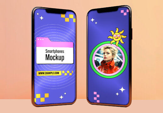 Two Isolated Smartphones Mockup