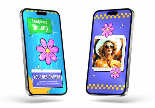 Two Isolated Smartphones Mockup