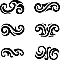 Fototapeta premium Vintage set of abstract floral vector elements and black and white swirls for tribal tattoo art ornaments or seamless pattern borders and frames
