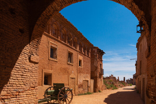 Ruins of Belchite and Cannon in Spanish Civil War Site
