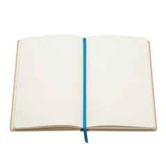 Fototapeta premium Open notebook with blue bookmark ribbon on a tan page png