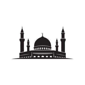 Al Aqsa mosque silhouette vector illustration on white background