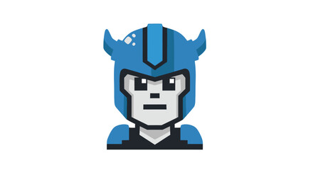 Naklejka premium Blue Lego Character Head Closeup Portrait.