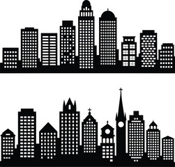 Fototapeta premium Diverse architectural skyline featuring modern and traditional buildings