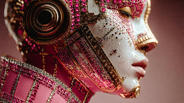 Visage de femme robot avec maquillage de science fiction