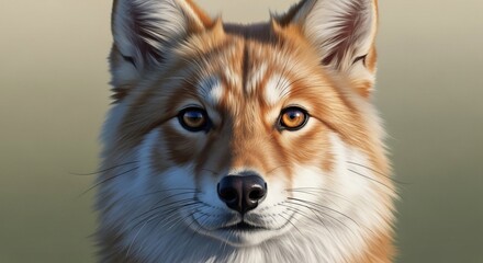 Obraz premium Close up portrait of a wild canine with warm toned fur and direct gaze