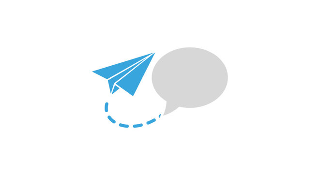 Blue Paper Airplane in Flight.