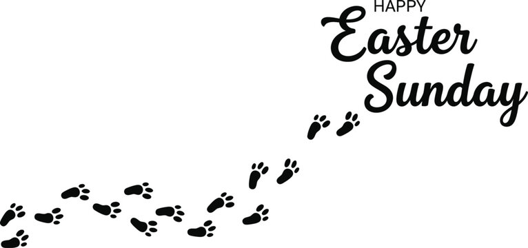 Easter sunday greeting with bunny footprints
