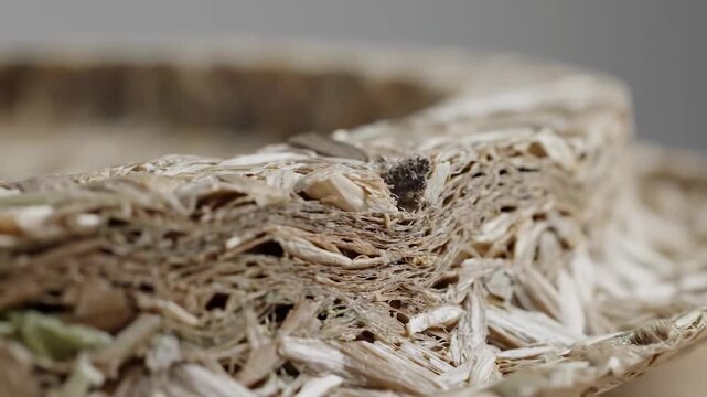 Video of Plastic alternative biomaterials &ndash; Biodegradable packaging texture highlighting sustainable materials, eco friendly innovation, circular economy concepts and green product design for modern