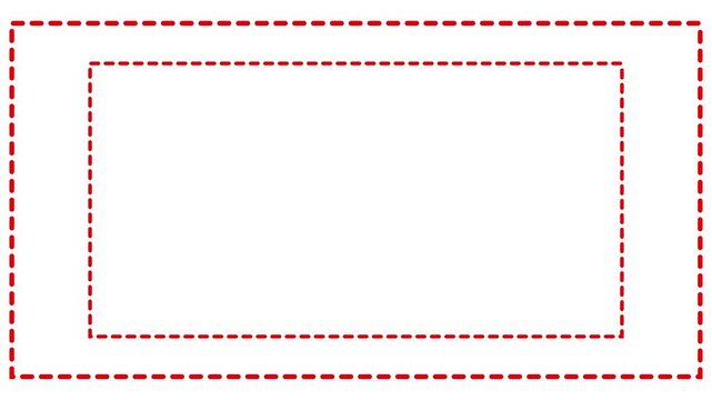 Animation of a dotted line path from left to right point . border frame dotted line animation isolated on white screen.Dotted line rectangle frame animation on white background.