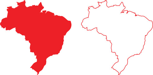 Obraz premium Title: map outlines of brazil in solid and outlined forms