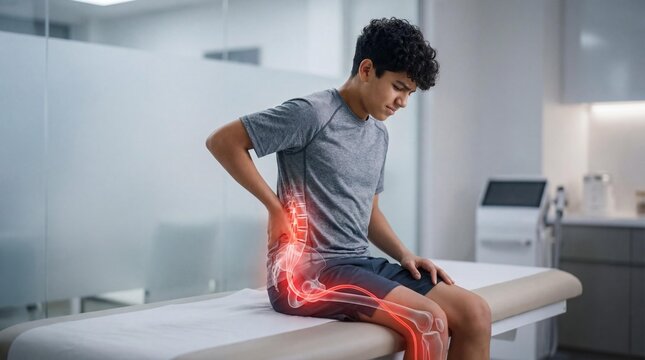 Person feeling sciatica nerve pain radiating from lower back down legs