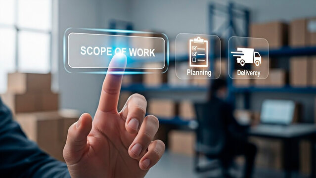 The scope of work is highlighted for the concept of business.