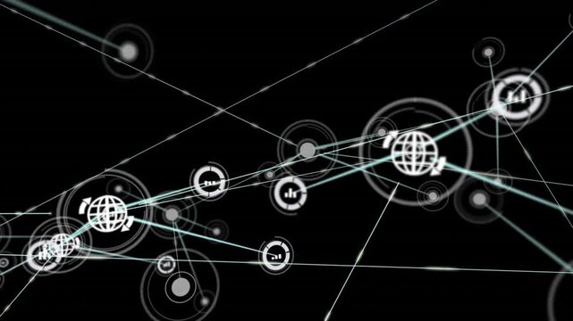 Central node pulsing, emitting cyan beam, spawning nodes, drawing lines, visualizing network data