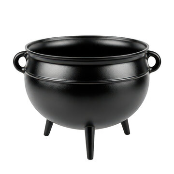 Black cast iron pot with three legs for outdoor cooking png