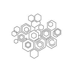 Obraz premium Abstract geometric hexagon shapes design element isolated on white