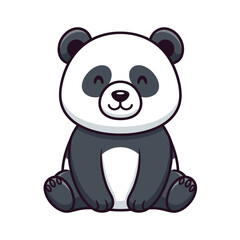 Fototapeta premium Cartoon panda bear sitting smiling illustration isolated on white