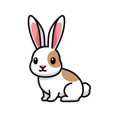 Obraz premium Cartoon rabbit illustration white body brown spot long ears isolated design