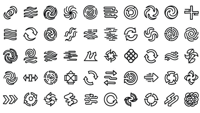 Black and white line art symbols 