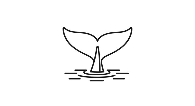 Minimalist whale tail icon graphic on white background for design concepts