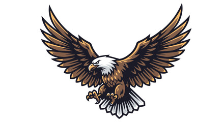 Naklejka premium Soaring eagle with wings spread against white background graphic