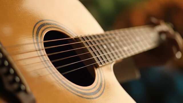 Acoustic Guitar Close Up View 1.