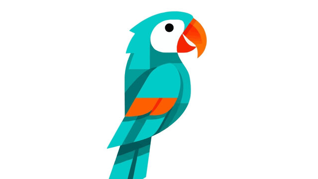 Stylized illustration of a colorful parrot isolated on white background