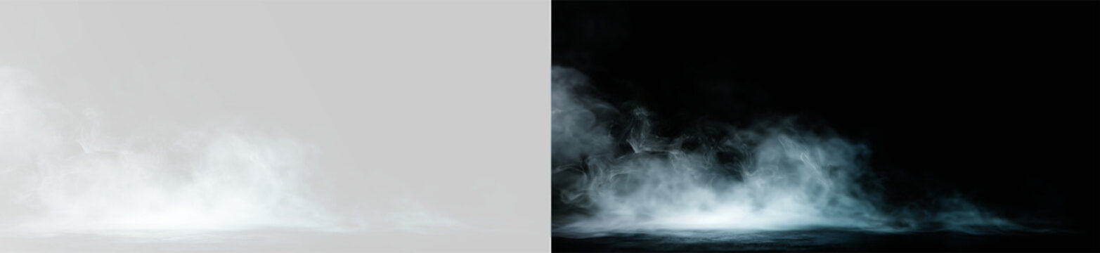 White smoke fog effect with low laying mist, ideal for cinematic ground atmosphere, mystical floor design or cold winter weather simulation png effect