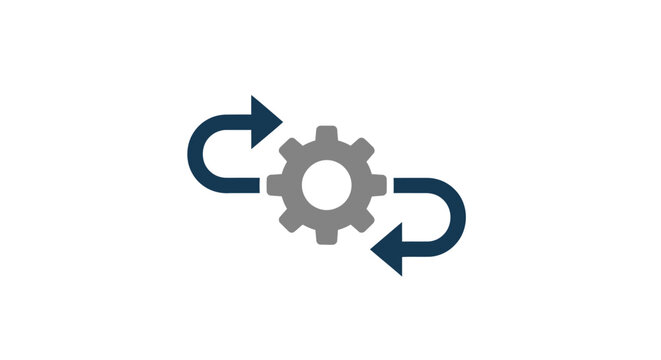 Gear with circular arrow symbol.