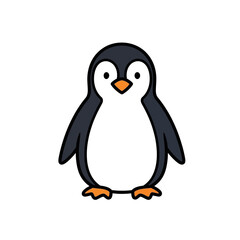 Obraz premium Cartoon penguin illustration with black white and orange colors on a white background