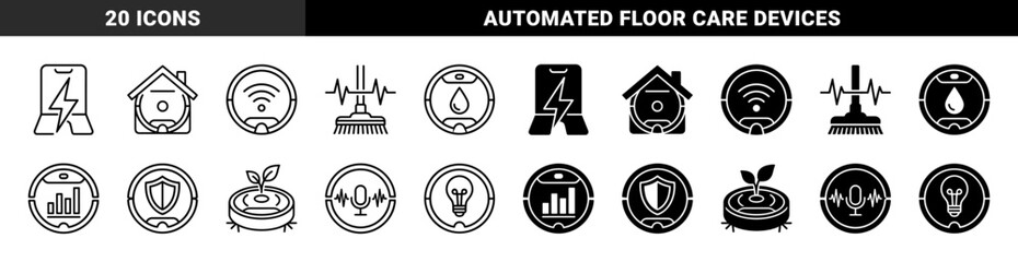 Fototapeta premium Smart Robotic Vacuum Hybrid Design Elements Merging Home Cleaning Technology with Data Analytics and Environmental Wireless Control Symbols