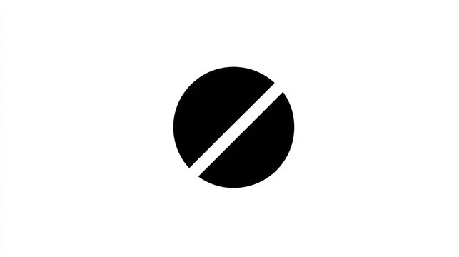 Simple black circle with a diagonal line crossing, centered on a stark white background