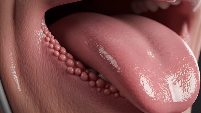 Detailed CGI Visualization of Tongue Lateral Border High-Risk Lesions Medical Education Background with Soft Lighting and Clear Anatomical Detail for Healthcare Presentations and Research
