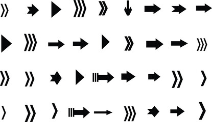 Various black directional arrows and navigation symbols presented clearly on a clean white field