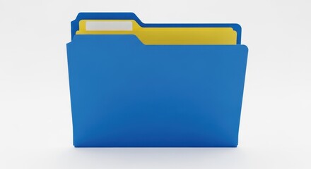 Blue file folder with yellow documents