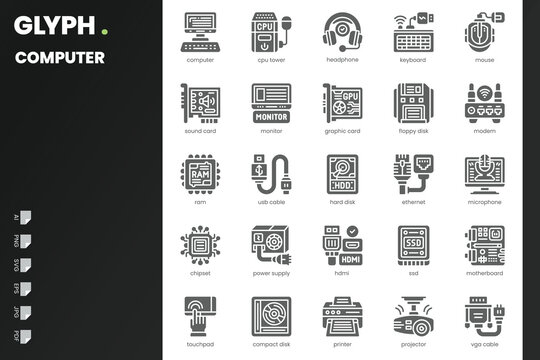 Computer Icon pack for your website, mobile, presentation, and logo design. Computer Icon solid design. Vector graphics illustration and editable stroke.