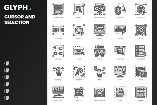 Cursor and Selection Icon pack for your website, mobile, presentation, and logo design. Cursor and Selection Icon solid design. Vector graphics illustration and editable stroke.