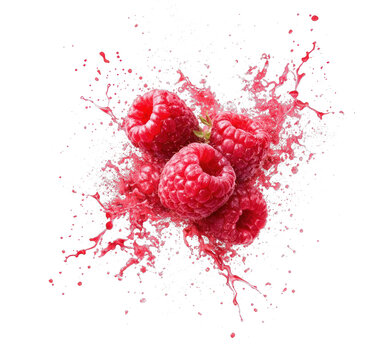 PNG Fresh raspberries with splash effect.