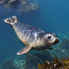 Naklejka premium Chibi Sea Eye. Seal In The Sea