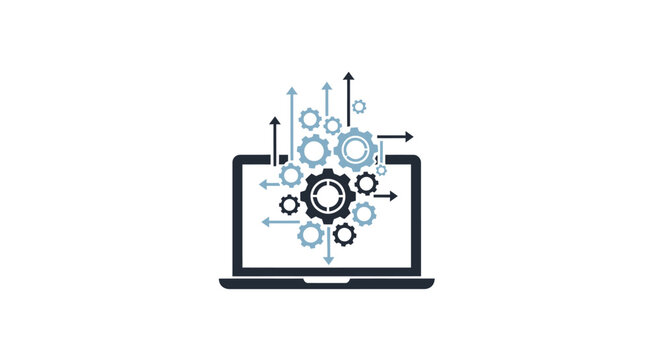 Laptop with gears on screen display.