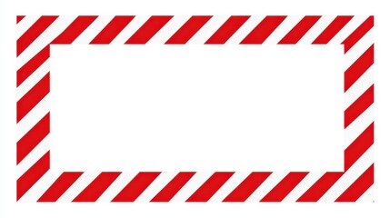 Fototapeta premium Warning Frame With Red And White Diagonal Stripes Surrounding Empty Space