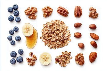 Obraz premium Healthy ingredients assortment on white background