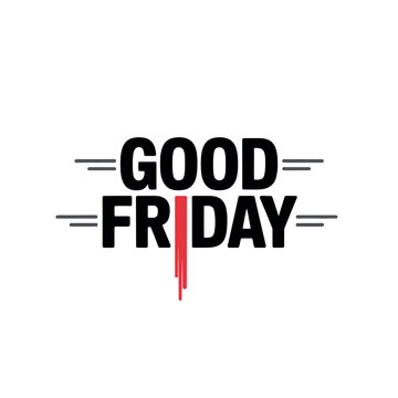 A Good Friday message with a red cross on white background