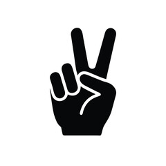 Fototapeta premium Peace Sign Hand Gesture Icon Black Silhouette Vector Graphic
