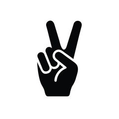 Obraz premium Peace sign gesture hand symbol black icon on white background vector illustration