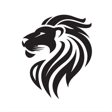 Lion Head logo vector Silhouette on a white background