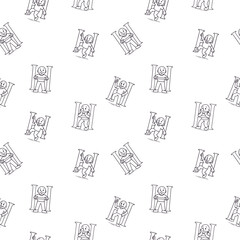 Obraz premium A seamless pattern of H characters in framed ink sketches with tiny props for vintage yet child friendly surfaces