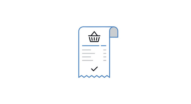 Shopping receipt with basket icon.