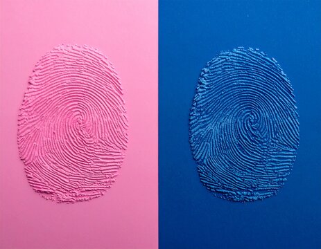 Empreintes digitales roses et bleues