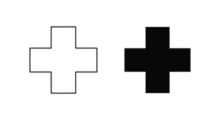 Fototapeta premium Simple vector graphic design elements showing outline and solid plus shapes for healthcare icons